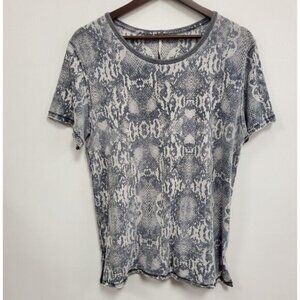 Free People Women Snake Print Tourist Tee Size S Short Sleeve Festival Boho Edgy